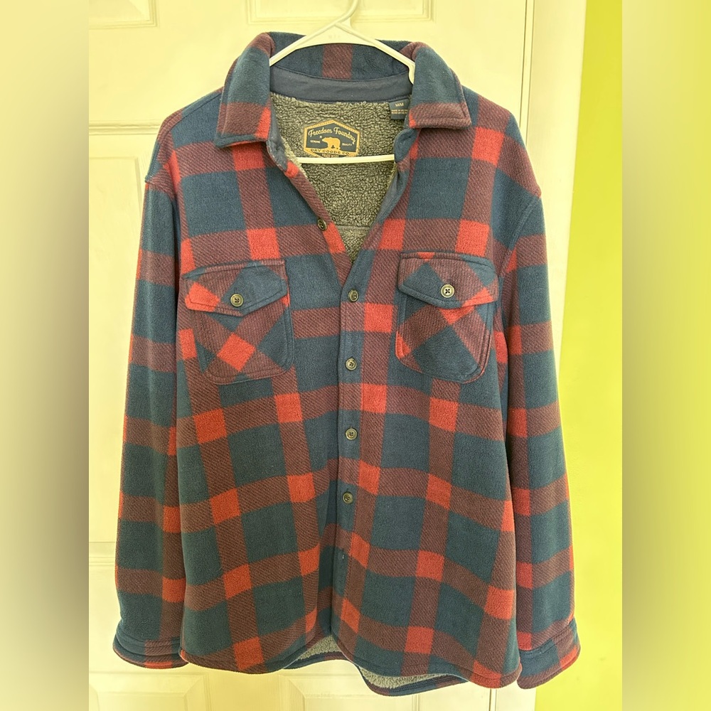 Red and Blue Plaid Button-Up Shirt